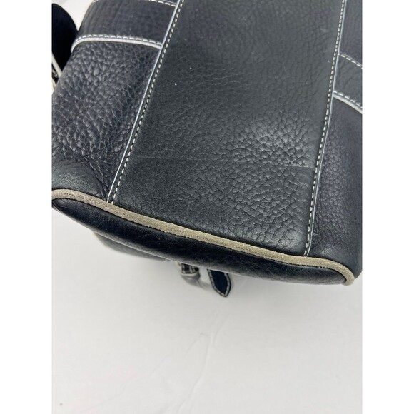 Cole Haan Black Pebbled Leather Satchel Bag with Robin Egg Blue Lining - Picture 7 of 9